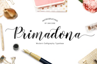 Primadona Font: Calligraphy with 375 Handmade Glyphs